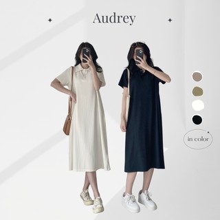V052 Váy gân tăm cổ sơ mi dáng dài AUDREY