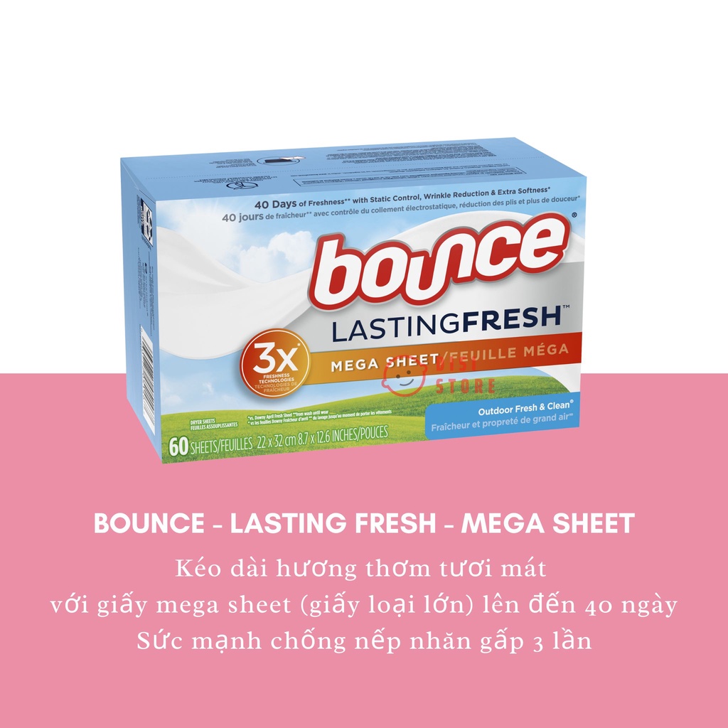 [LẺ - GIẤY TO] Giấy Thơm Quần Áo Bounce Mỹ Wrinkle Guard / Lasting Fresh Chuyên Dụng Dành Cho Máy Sấy - DISI