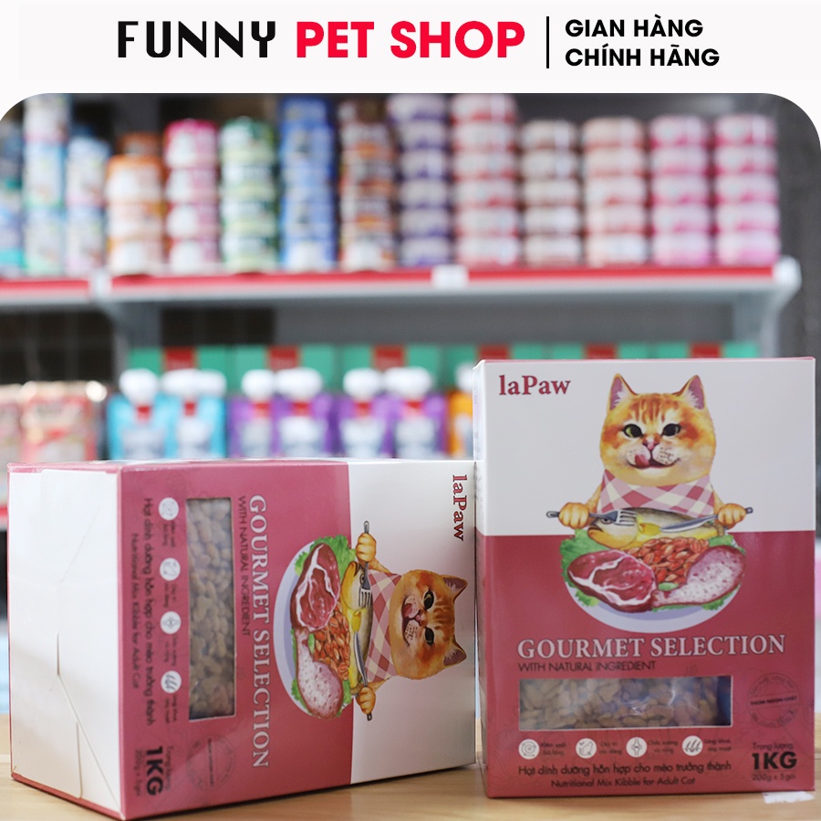 Hạt Dinh Dưỡng Cho Mèo Trưởng Thành LaPaw Gourmet 1Kg - Thức Ăn Cho Mèo Lớn - Funny Pet Shop