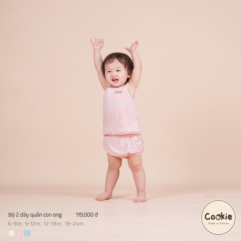 [COOKIE] Bộ quần áo hè trẻ em 2 dây quần con ong size 6-9m & 9-12m & 12-18m & 18-24m