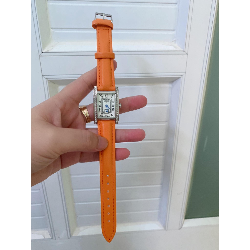 Đồng hồ nữ Longines viền đá cam đất siêu sang