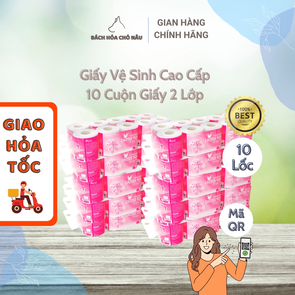 COMBO 10 Lốc Giấy Vệ Sinh Bless You À La Vie 10 Cuộn/ Lốc Giấy 2 Lớp Cao Cấp