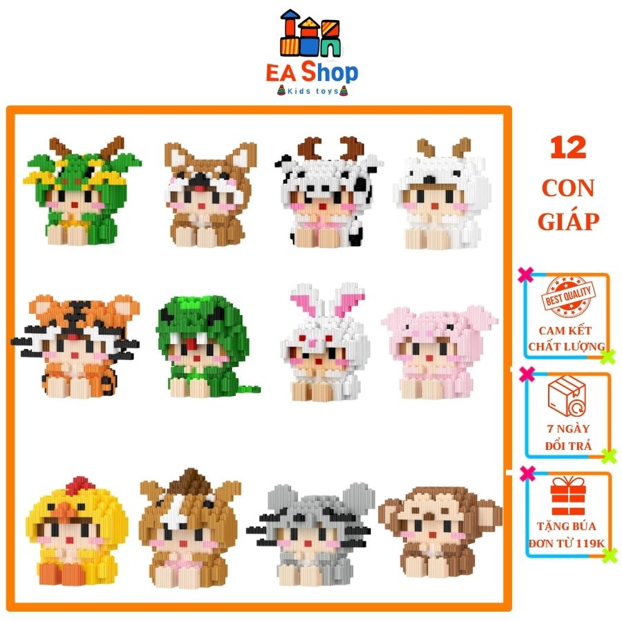 Mô hình lắp ráp 12 con giáp, đồ chơi lắp ráp 3D mini siêu dễ thương cho bé – EA Shop