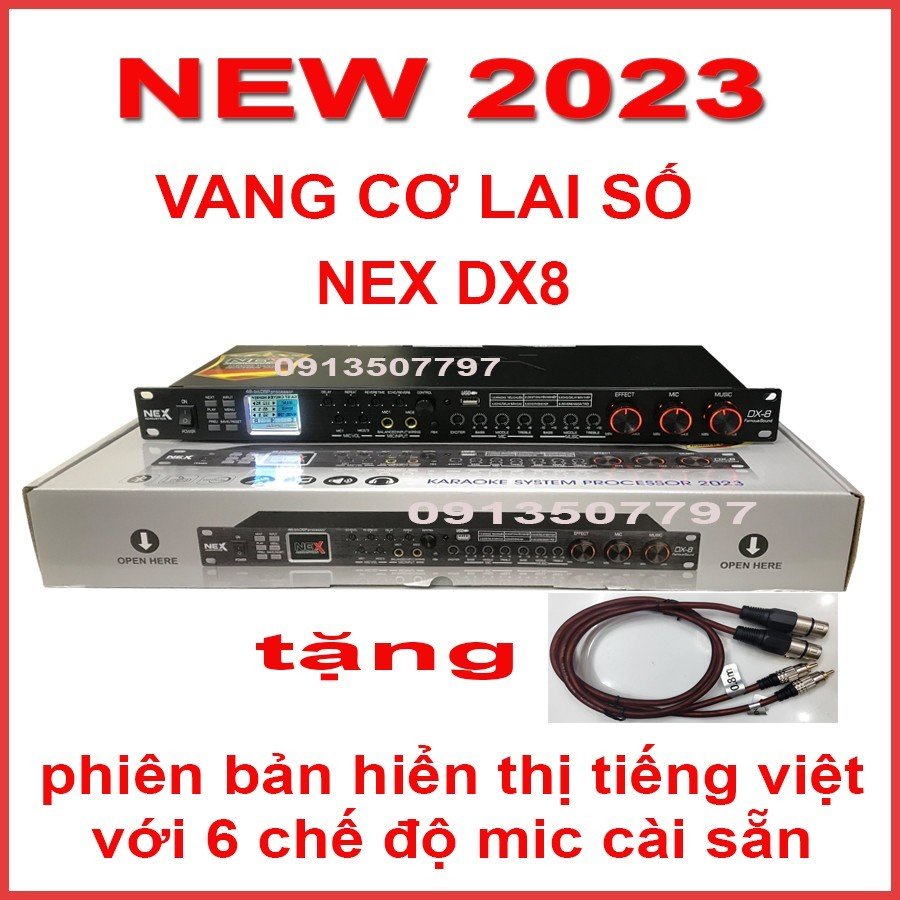 Vang cơ lai số NEX DX8 - FX80PLUS tặng dây canon có 6 chế độ mic cài sẵn. Hiển thị tiếng việt. hát karaoke