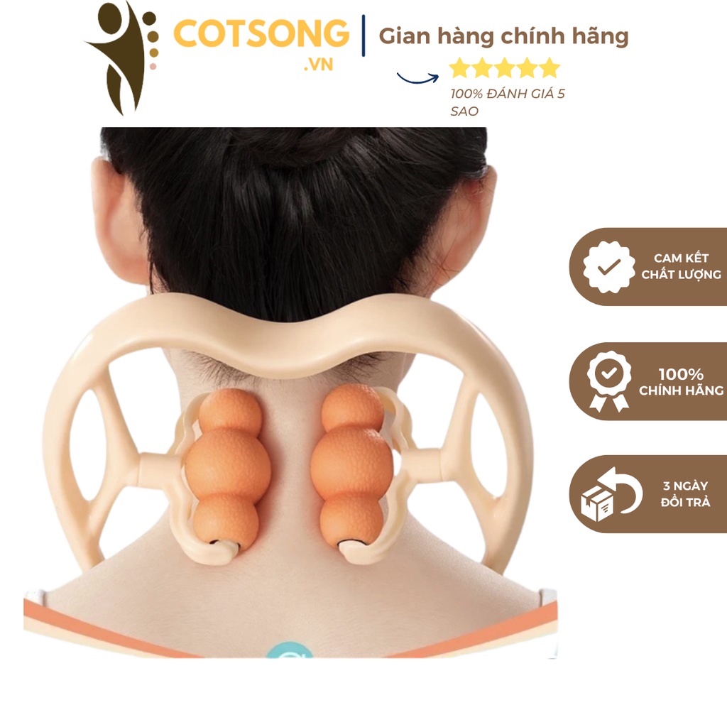 Dụng Cụ Massage Cổ Vai Gáy giảm đau mỏi đốt sống cổ, đau mỏi vai gáy , gậy massage cổ 6 lăn hỗ trợ thoái hóa đốt sống cổ