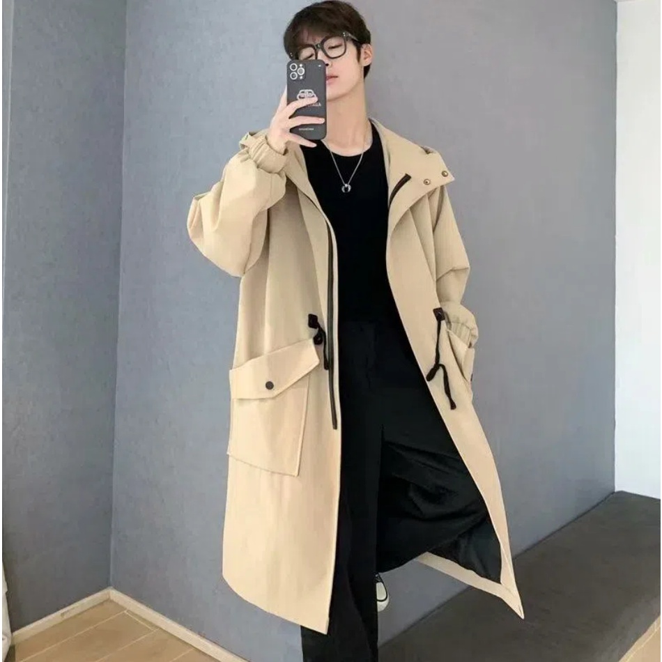 Áo Khoác Dáng Rộng Dài Qua Gối Thời Trang Thu Đông Hàn Quốc Mới Cho Nam