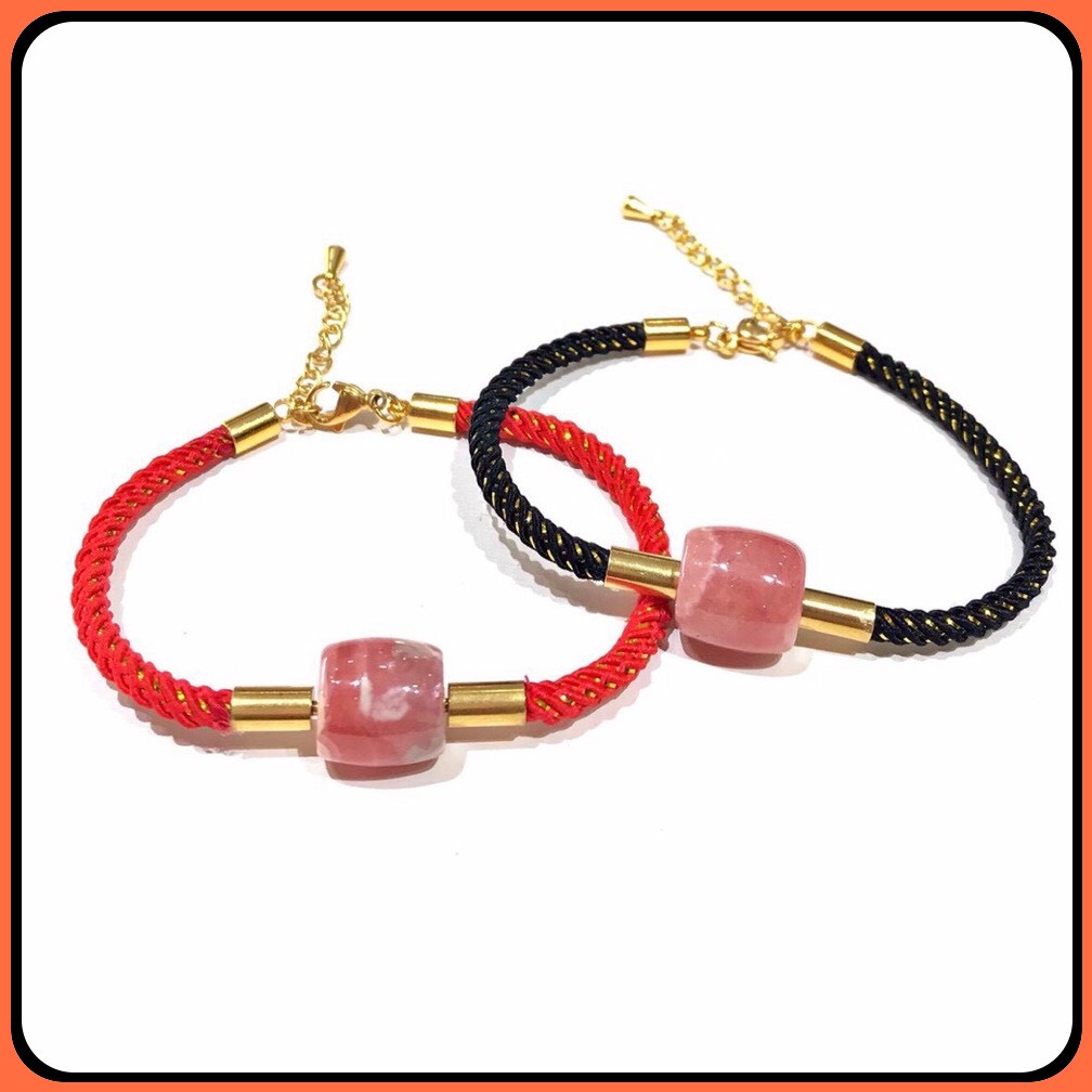 x Vòng tay Lu Thống đá Thạch Anh Hoa Anh Đào khóa móc chuẩn thiên nhiên Tặng kèm hộp đựng VT170 - Hợp tất cả các mệnh
