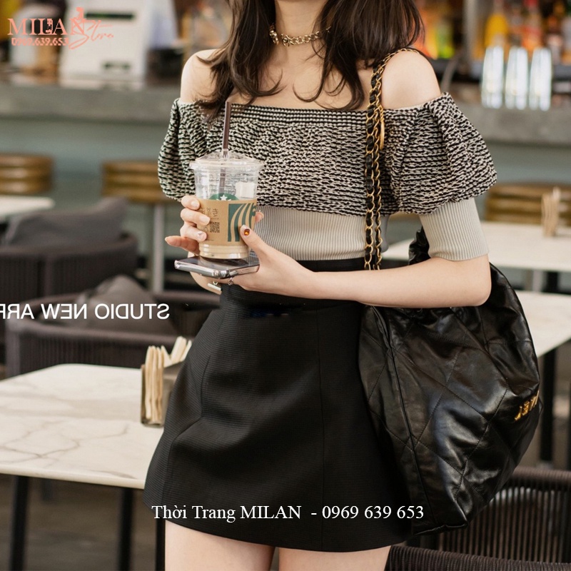 Chân váy chữ A lưng cao liền công sở đi học có quần lót trong dáng chân váy con ong ôm ngắn màu Đen vải tuyết mưa dày