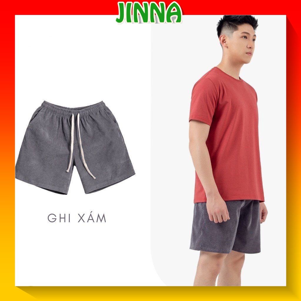 Quần Short Đùi Nam Nhung Tăm Nam Nữ Unisex Chất Mát Mẻ, Trẻ Trung-JINNA