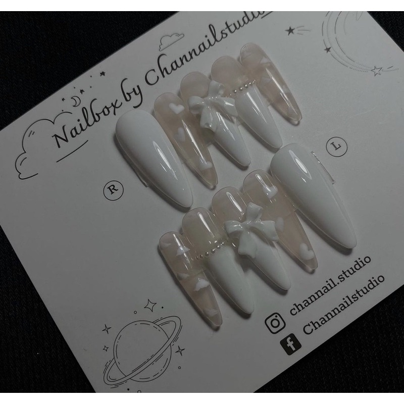 Móng up nailbox dáng nhọn cô dâu