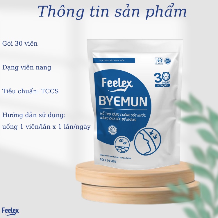 Bộ sản phẩm gel bôi mụn Feelex Byemun và viên uống Feelex Byemun giảm mụn mờ thâm tăng cường sức đề kháng