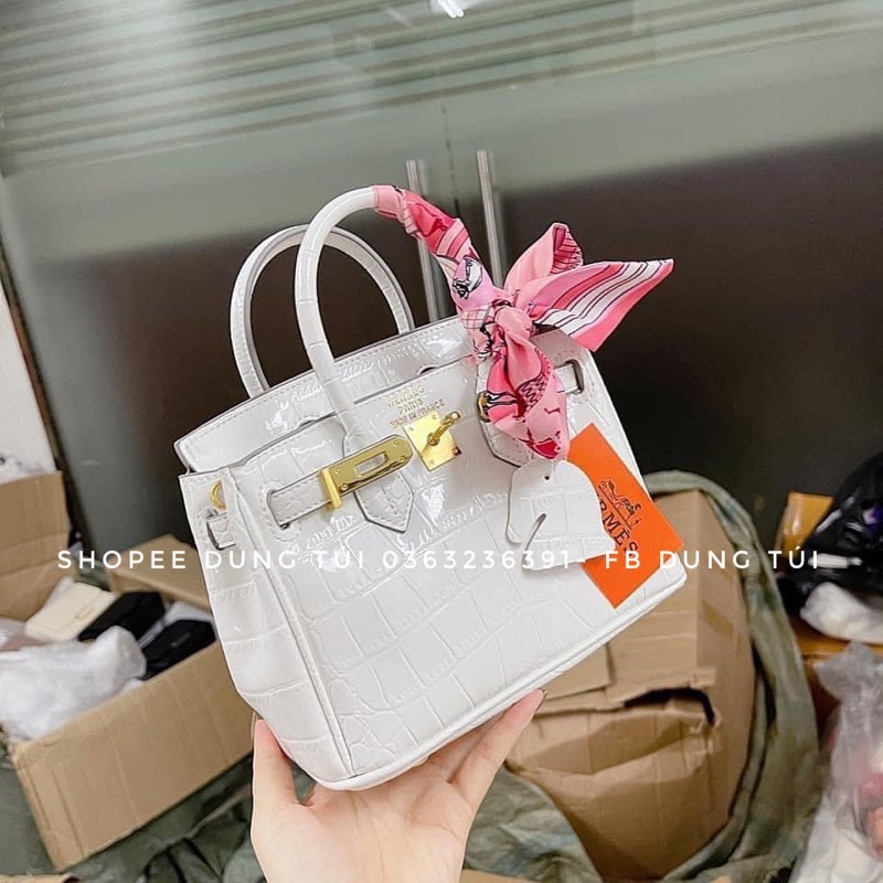 Túi xách nữu đeo chéo, túi hm bikin size 20 da rắn siêu xinh