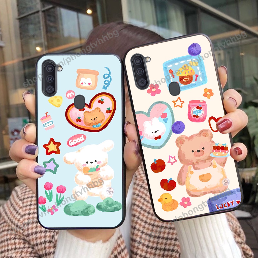 Ốp lưng Samsung A11 / M11 GẤU DÂU chi bi hoạt hình cute siêu rẻ