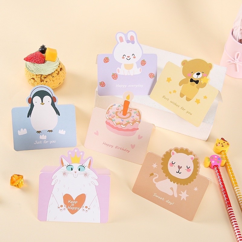 Thiệp hình xinh xắn nhiều mẫu, thiệp trái tim, thiệp con vật cute