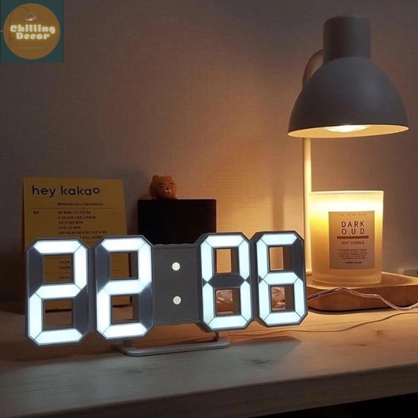 Đồng Hồ Đèn LED 3D Kỹ Thuật Số Decor Bàn Làm Việc, Phòng Ngủ CHILLING DECOR