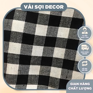 Vải caro đen trắng ô vuông (1m x 1,5m ) vải liền tấm