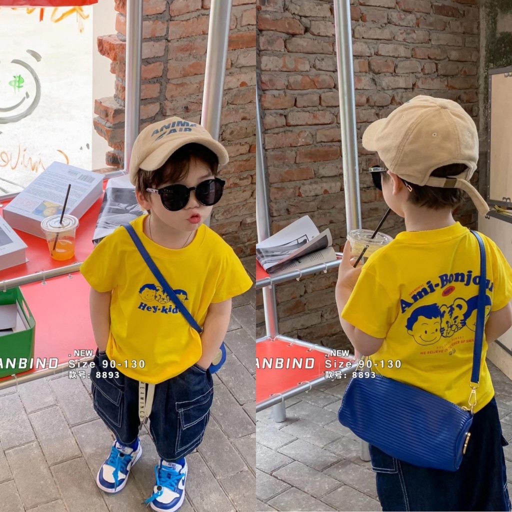 Áo thun bé trai size nhí Banbino 07-16kg áo cộc tay cho bé cao cấp chất thun lạnh co giãn thoải mái thời trang qate