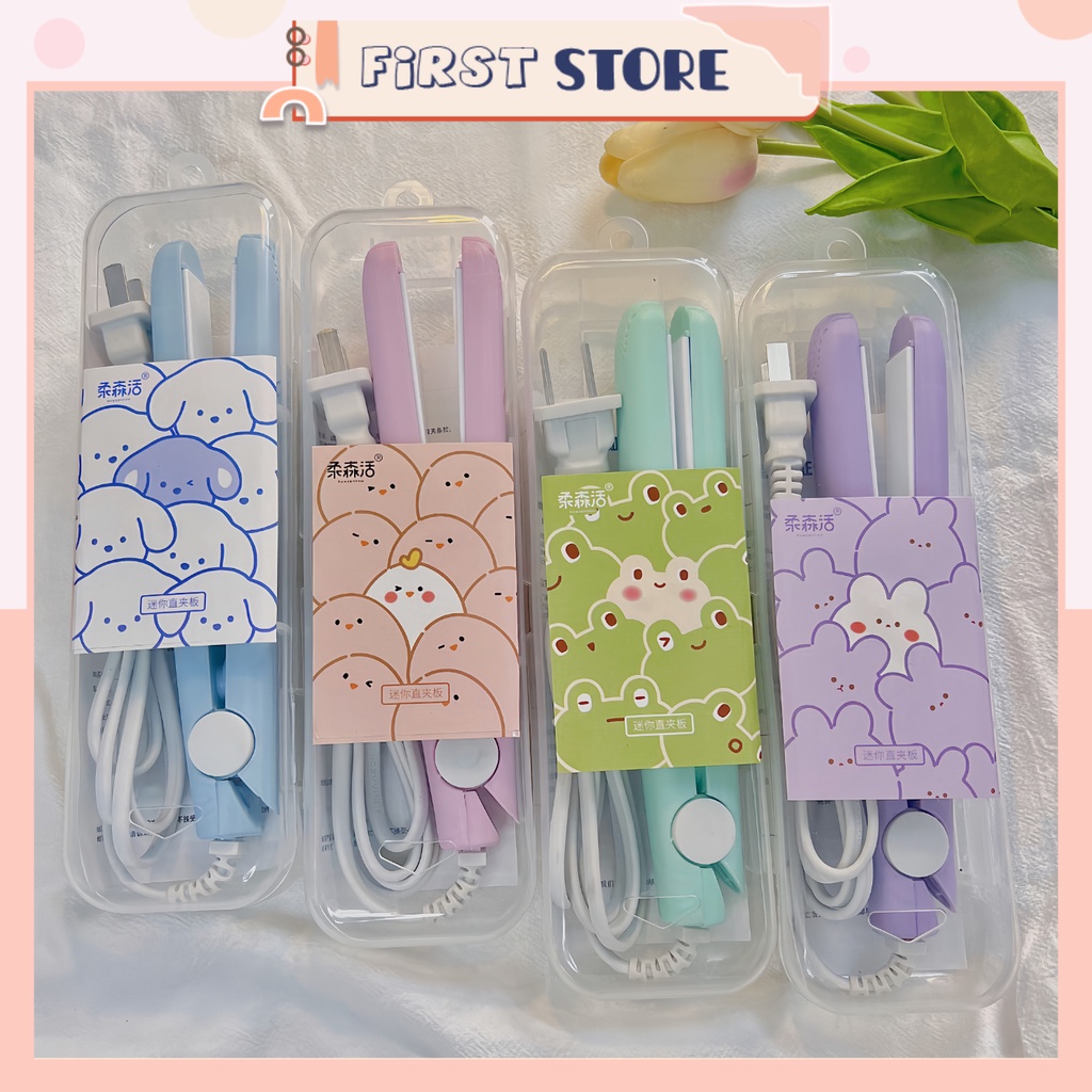 Máy Làm Tóc, Máy Là Tóc, Uốn Duỗi Kẹp Tóc Mini Đa Năng Tặng Kèm Sticker Dễ Thương Firststore04
