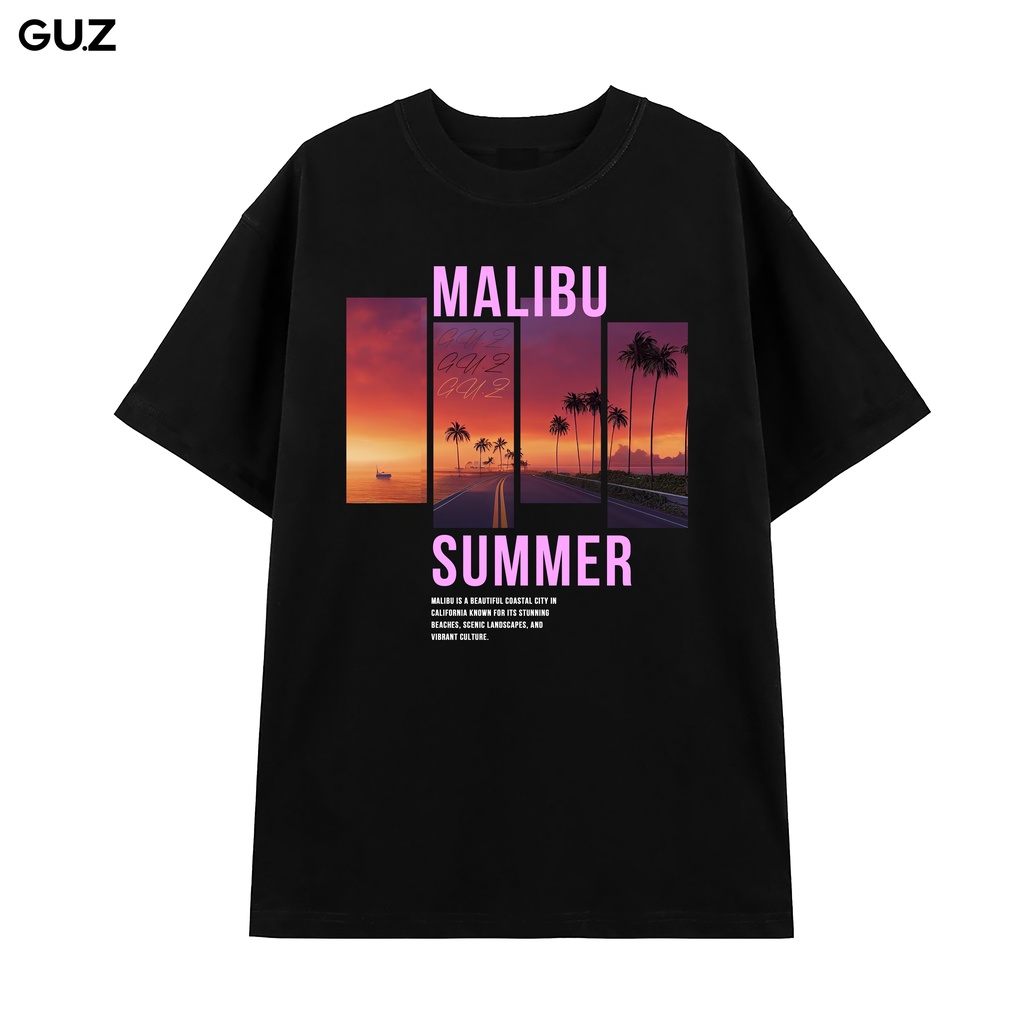Áo thun oversize GU.Z - MALIBU - Vải cotton thoáng mát, 2 màu áo