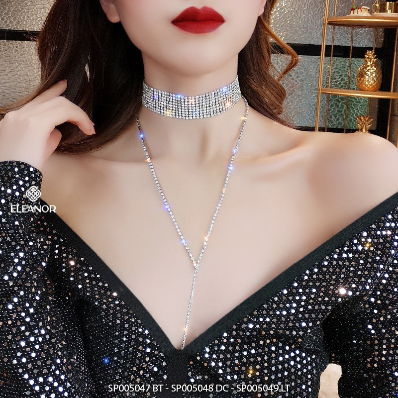 Bông tai dây chuyền vòng tay nữ dáng dài Eleanor Accessories bộ trang sức đính đá phụ kiện trang sức 5047