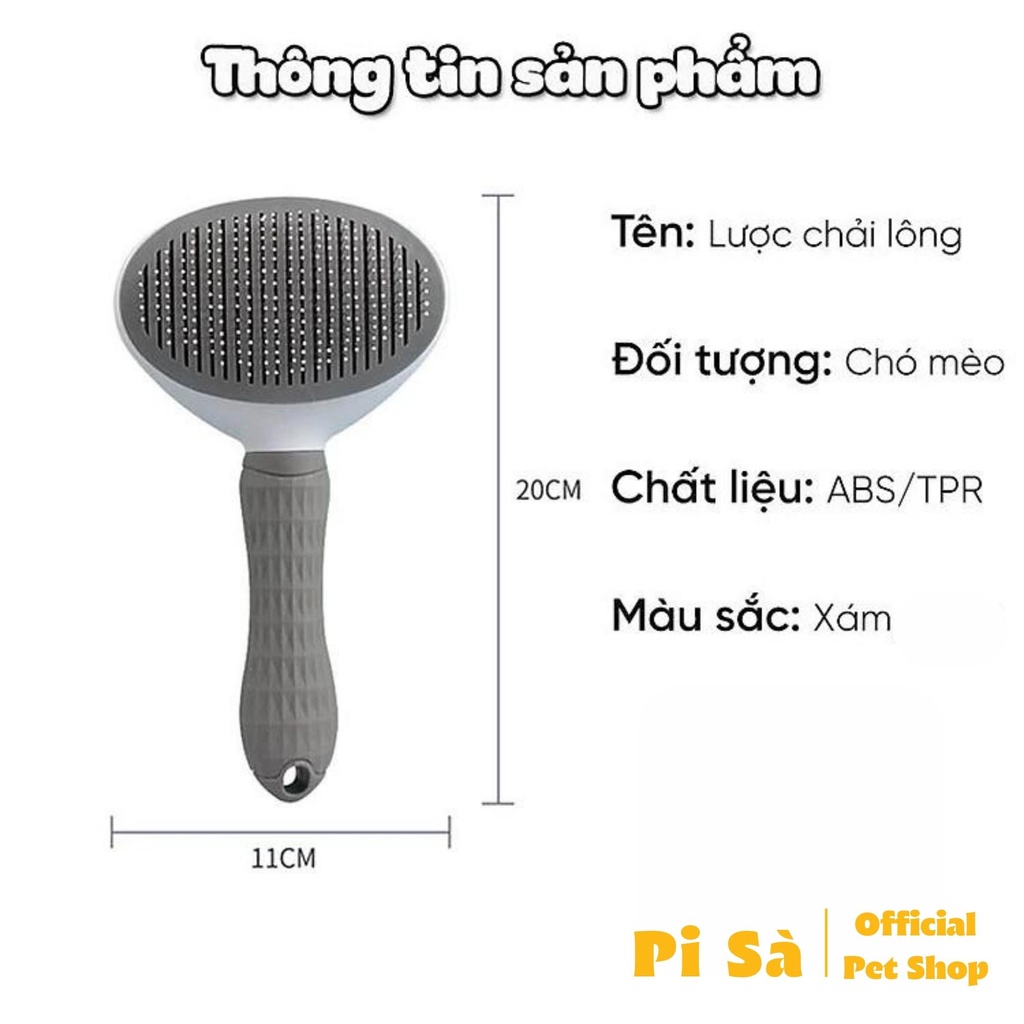 Lược chải lông chó mèo có nút bấm tiện dụng CLEAN - Dụng cụ chải lông thú cưng vệ sinh làm đẹp