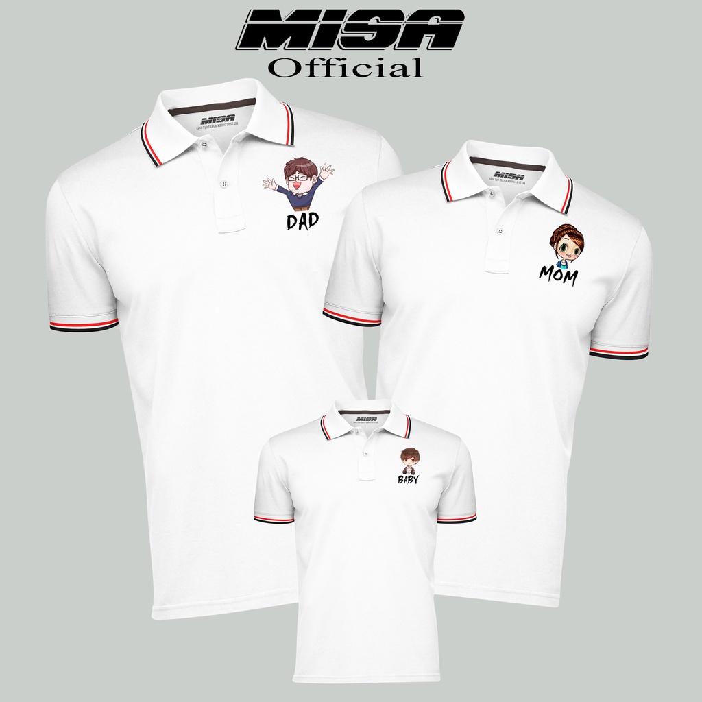 Áo gia đình chất vải cá sấu poly cao cấp thương hiệu Misa in hình chibi dễ thương