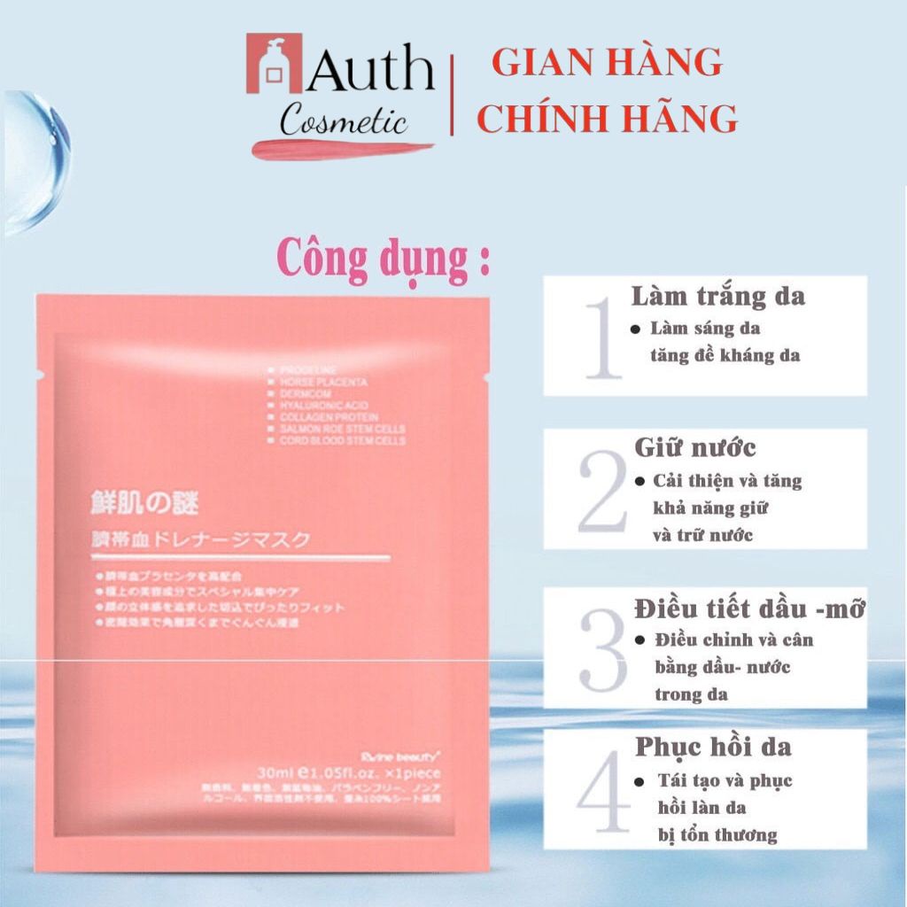 Mặt Nạ Nhau Thai Cừu Cuống Rốn Tế Bào Gốc Nhật Bản Rwine Beauty dưỡng da, cung cấp độ ẩm, tái tạo collagen