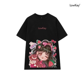 Áo Hình Cô Gái Gấu Dâu Tây Lowkey 27 phong cách trẻ trung năng động, thun Unisex phù hợp cả Nam và Nữ mặc form siêu đẹp