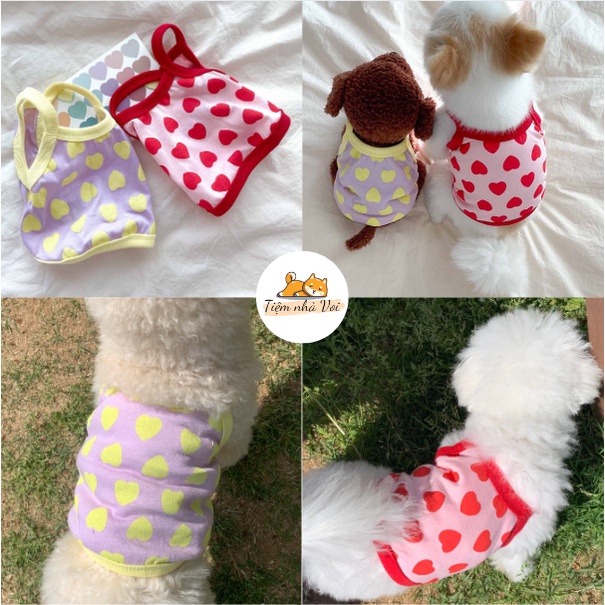 ÁO 2 DÂY TRÁI TIM SIÊU CUTE MÁT MẺ MÙA HÈ CHO THÚ CƯNG