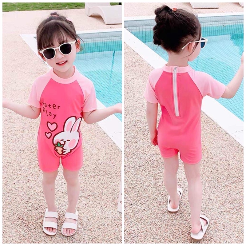 Đồ bơi bé gái liền thân hoạ tiết thỏ dễ thương, bikini cho bé gái