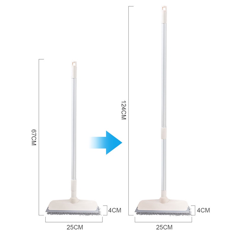 Cây chà sàn nhà tắm Kitimop-Z1 chổi cọ sàn và gạt nước đa năng 2 trong 1, cán hợp kim nhôm tăng giảm chiều dài 65-125cm