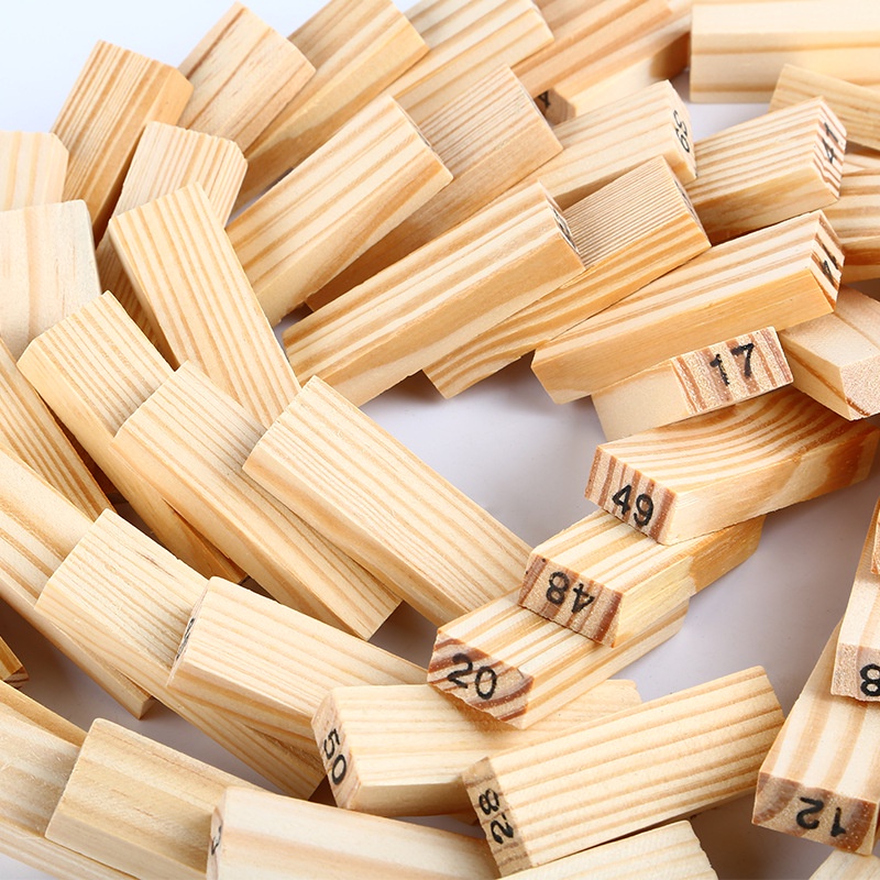 Đồ chơi trò rút gỗ wiss toy mini 54 thanh nhỏ có số và xúc sắc xếp hình domino giải trí thông minh trí tuệ cho bé trẻ em
