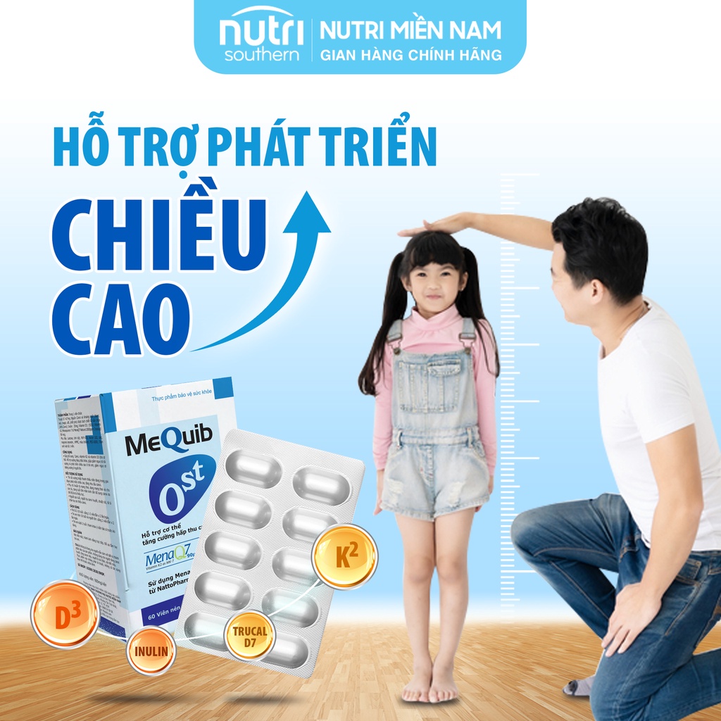 Vitamin D3K2 MK7  Và Canxi MEQUIB OST  - Tăng Hấp Thu Canxi, Phát Triển Chiều Cao