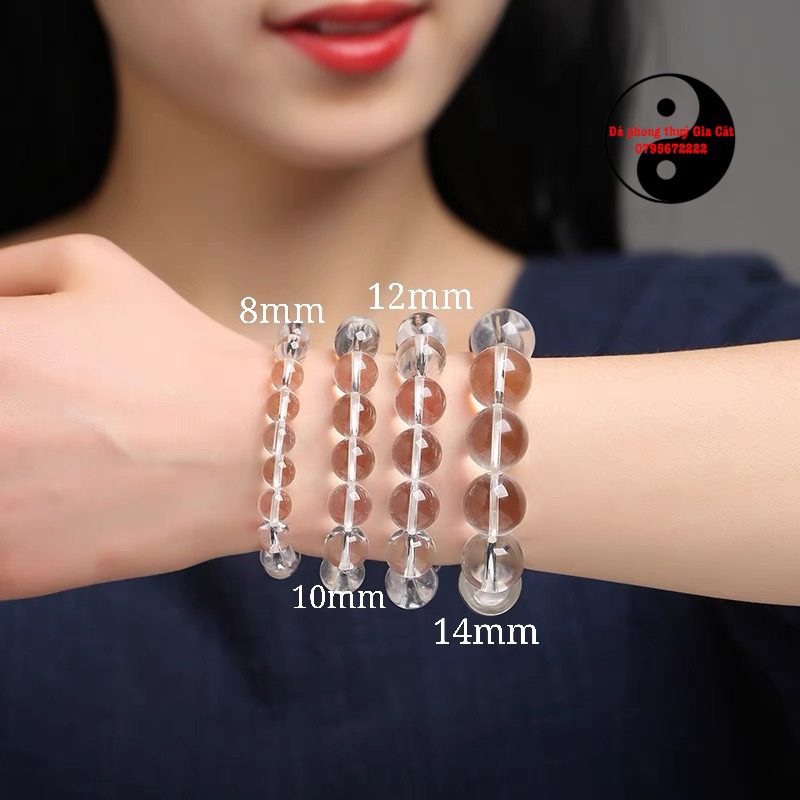 Vòng tay đá Thach Anh trắng sạch 5a trongkiểm định