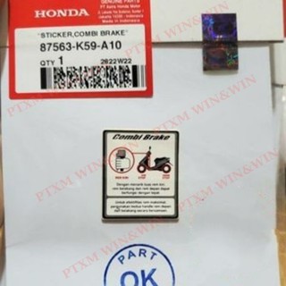 Tem cảnh báo combi brake dán bợ cổ vario 2015-2017 zin honda indo - 87563-k59-a10