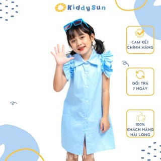 Váy bé gái kiddy sun xanh tiểu thư mềm mại thoáng mát an toàn dành cho bé gái từ 2,3,4,5,6,7,8,9,10,11,12 tuổi