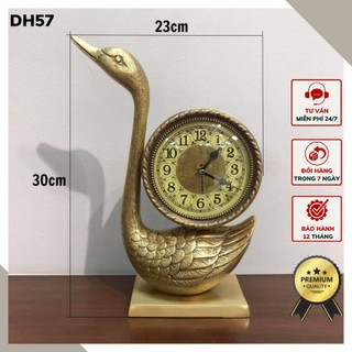 Đồng hồ để bàn tân cổ điển DH57 tượng thiên nga xinh xắn chất liệu đồng thau