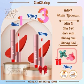 Son Hapy Start36 son Matte Lipcream siêu lì lâu trôi siêu mịn, mua 1 tặng 1, Hapy Matte 3.5ml, 9 màu hot, son chính hãng