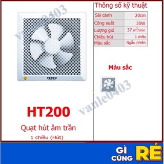 Quạt hút thông gió âm trần Senko HT200 lỗ khoét 25x25cm hàng chính hãng