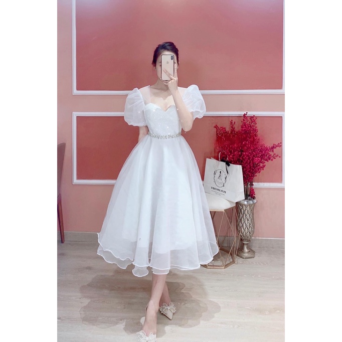 FREE SHIP SIÊU SALE ĐẦM VOAN XỐP THIẾT KẾ TAY NGẮN, ĐẦM XÒE XINH XẮN KHI DỰ TIỆC BBB FASHION SHOP