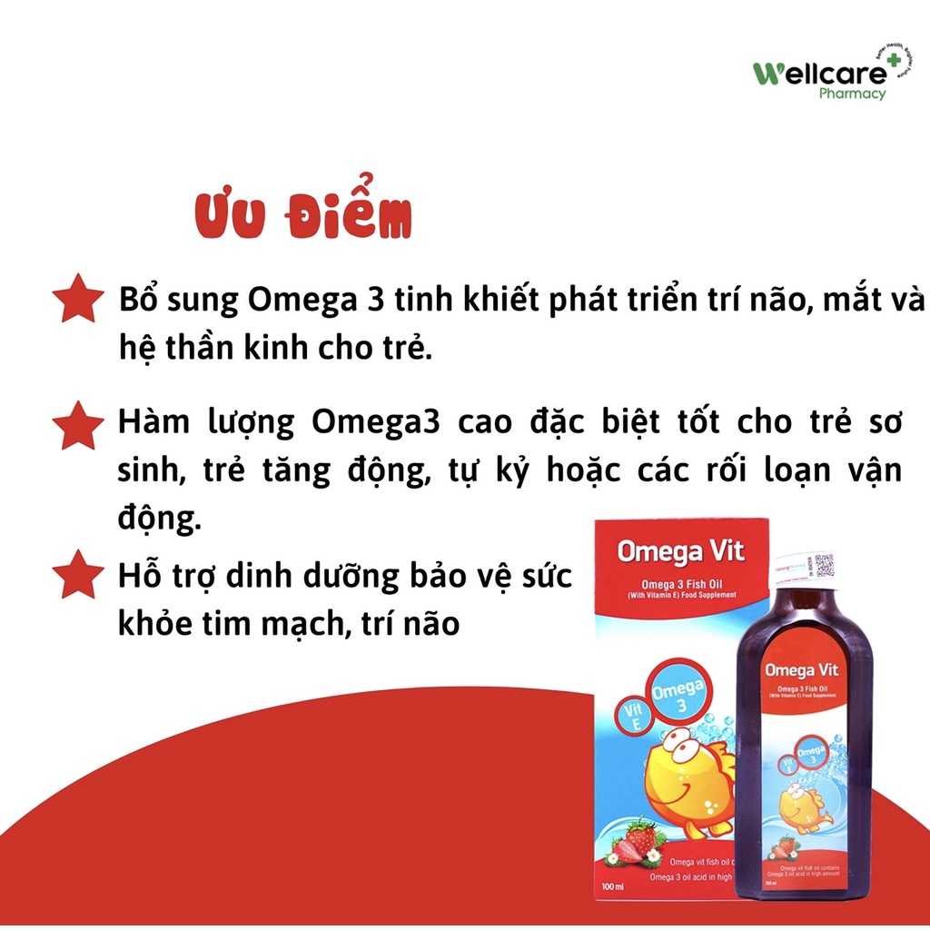 Omega Vit bổ sung Omega 3 DHA EPA cho bé giúp phát triển trí não, mắt và hệ thần kinh
