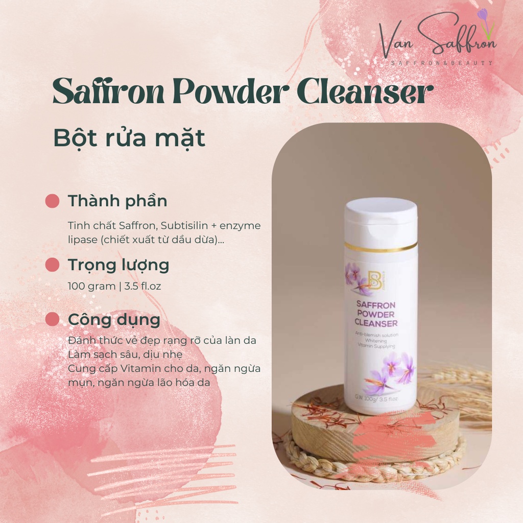 Bột rửa mặt Saffron - Saffron powder clean 3 in 1( Hàng chính hãng)