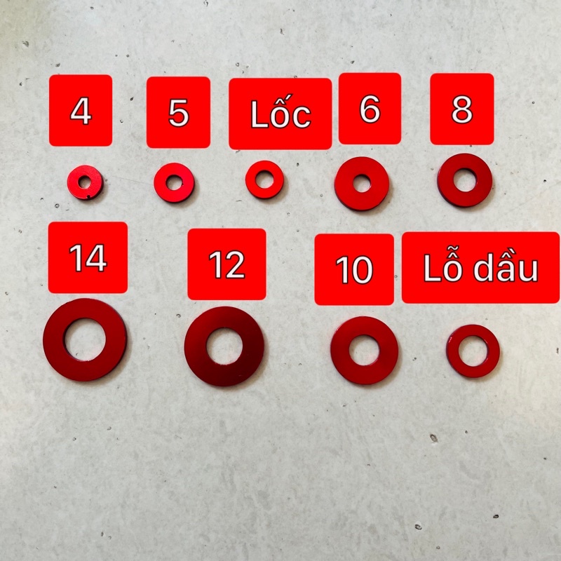 Long đền nhôm cho tất cả xe máy