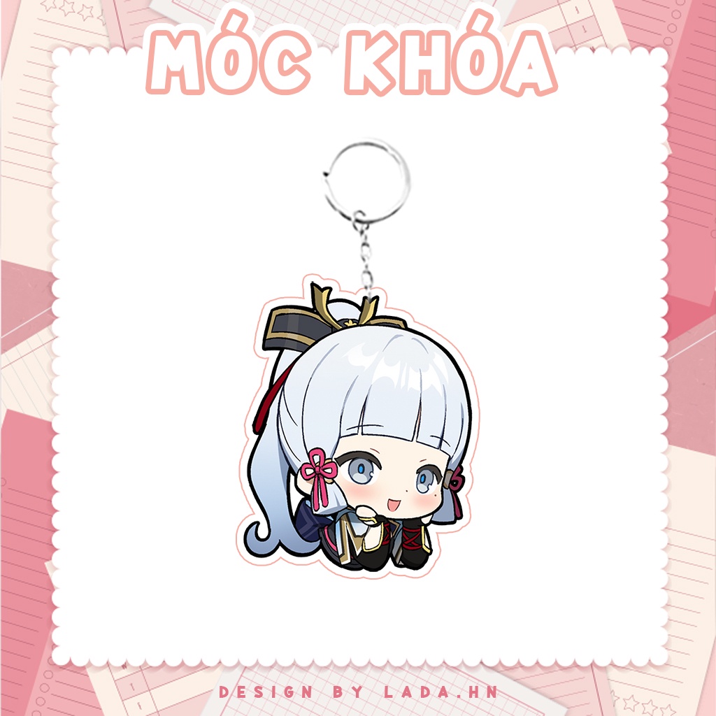 Móc khóa mô hình standee đứng để bàn Ayaka Genshin Impact Lada anime đáng yêu chibi trang trí quà tặng