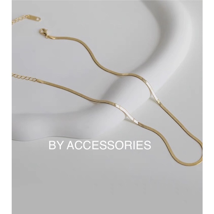 Dây chuyền choker titan kiểu mì dẹp xương rắn bản nhỏ 2mm không gỉ WN2315