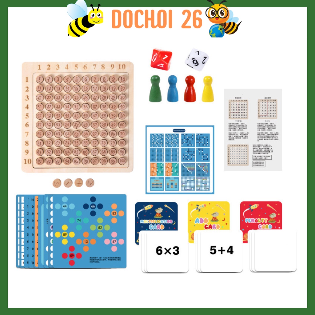 Bảng cưu chương cộng trừ nhân chia cho bé Bảng tính gỗ 99 đồ chơi học sớm cao cấp