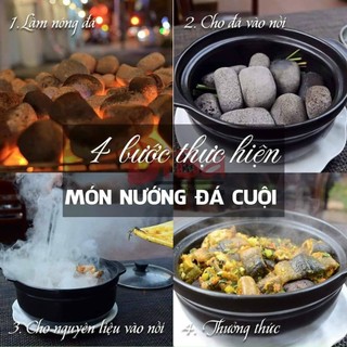 Đá cuội nướng thịt, đá xông hơi, nồi gỗ, nồi gang vung kính