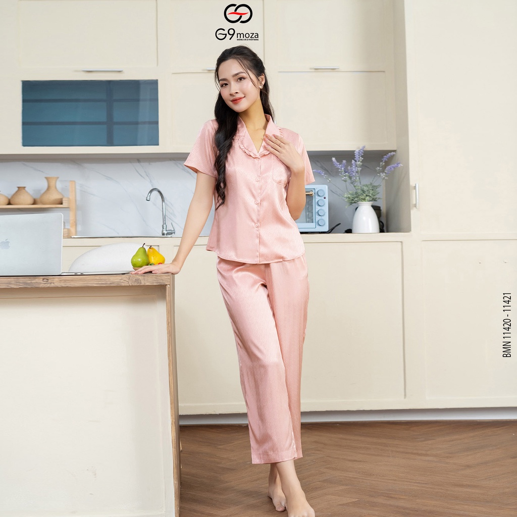 Bộ pijama lụa G9moza 11420-11421 chất mềm mịn mát