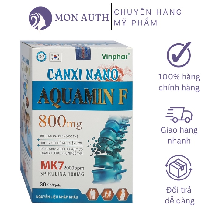 Viên uống canxi nano aquamin F cho người loãng xương , trẻ em còi xương, chậm lớn , giúp bổ sung canxi – hộp 30 viên