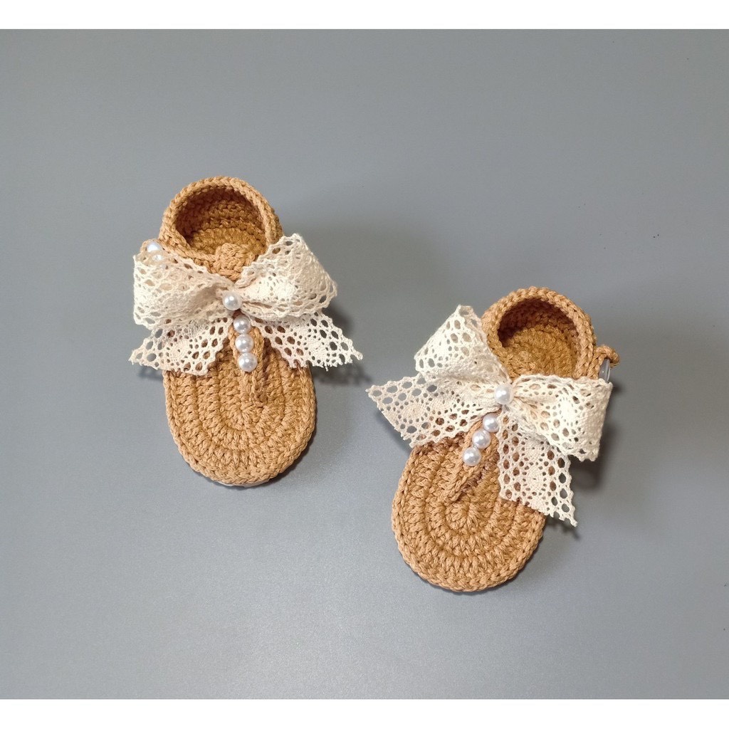 Giày bệt, dép đan len mùa hè cho bé gái 0-12 tháng